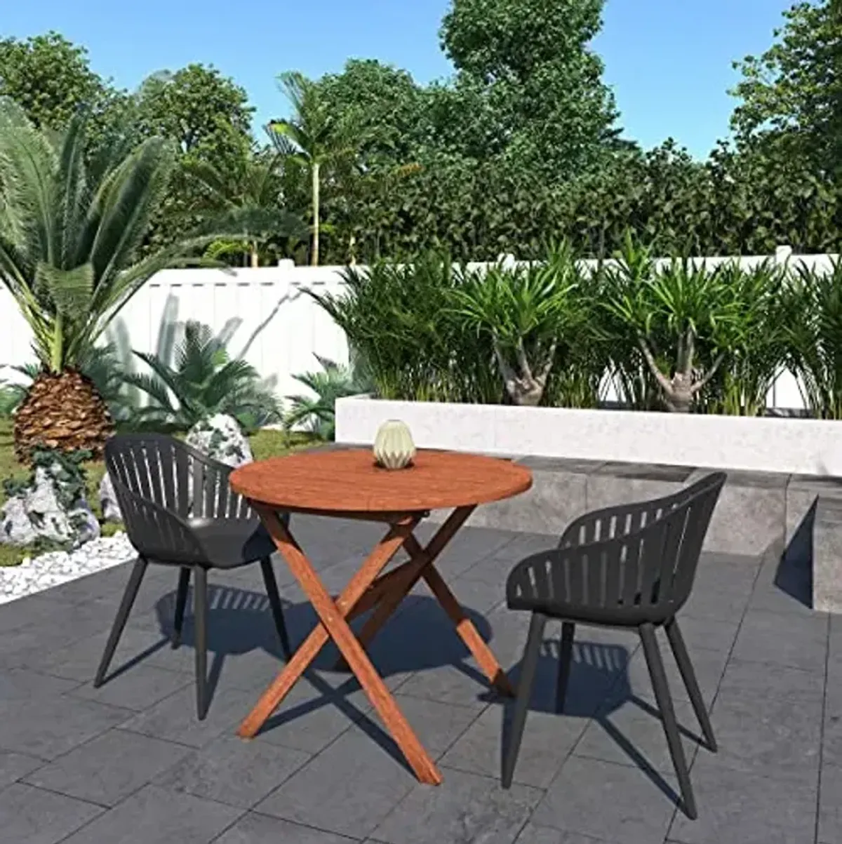 Amazonia Monstera 2-Piece Chair Set Aluminium Legs | Ideal for Outdoors and Indoors, Black