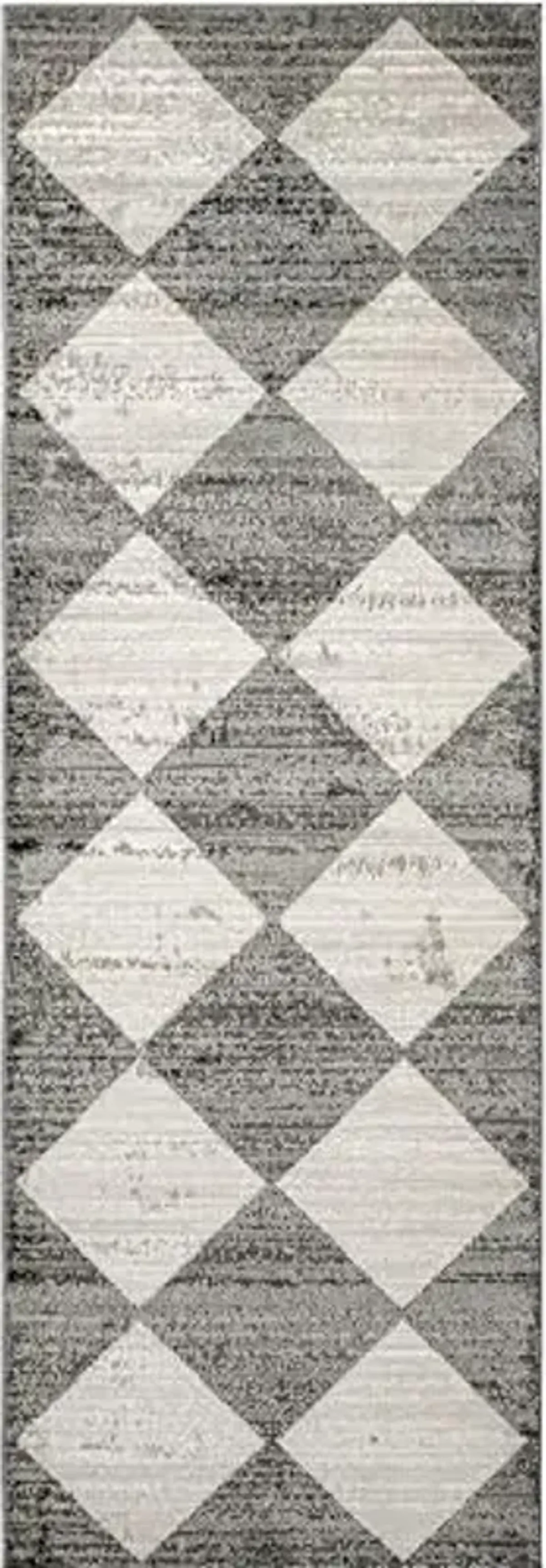 nuLOOM Gianna Contemporary Geometric Checker Tile Runner Rug, 2' 8" x 8', Grey