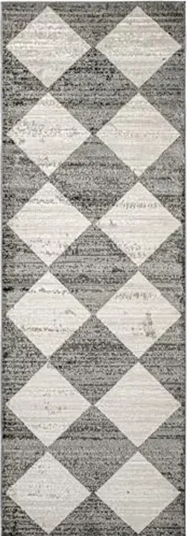 nuLOOM Gianna Contemporary Geometric Checker Tile Runner Rug, 2' 8" x 8', Grey