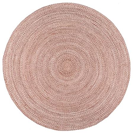 nuLOOM Kyla Handmade Braided Farmhouse Round Area Rug, 5' x 8' Oval, Light Pink