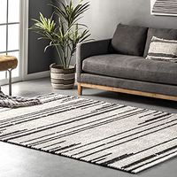nuLOOM Carling Soft Shaggy Textured Contemporary Stripes Fringe Area Rug, 7' 10" x 10', Beige