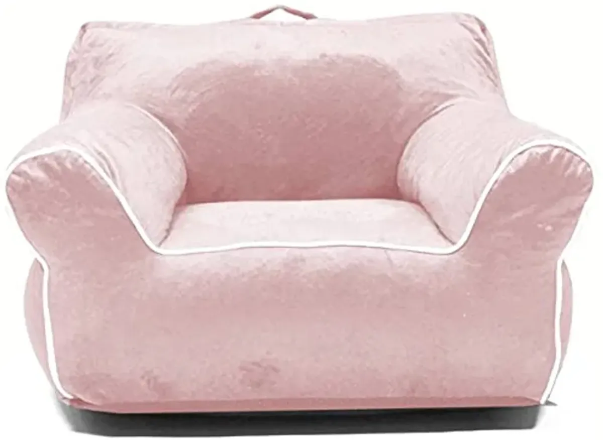 Heritage Kids Micromink Bean Bag Chair with Piping Carry Handle, Blush