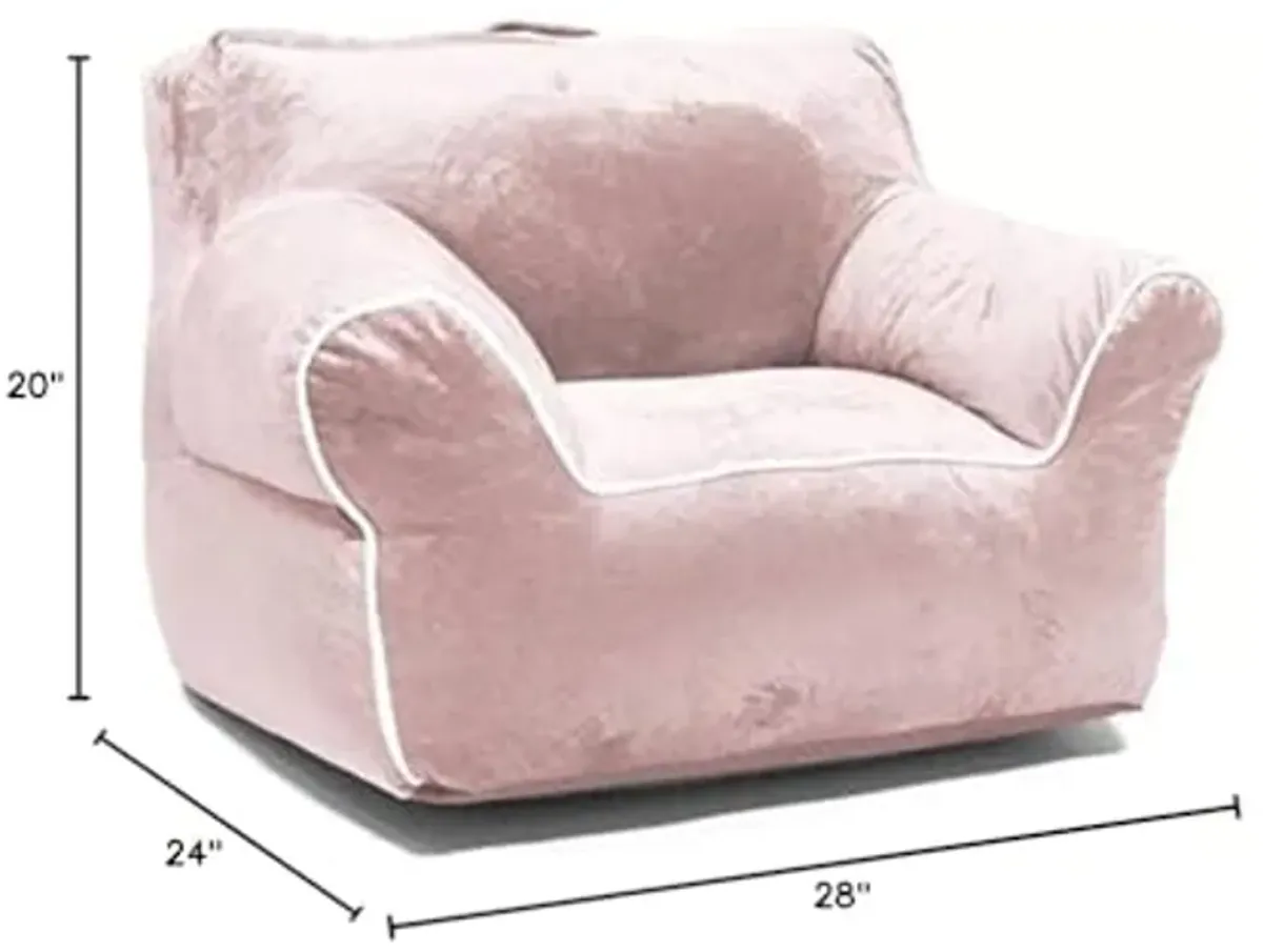 Heritage Kids Micromink Bean Bag Chair with Piping Carry Handle, Blush