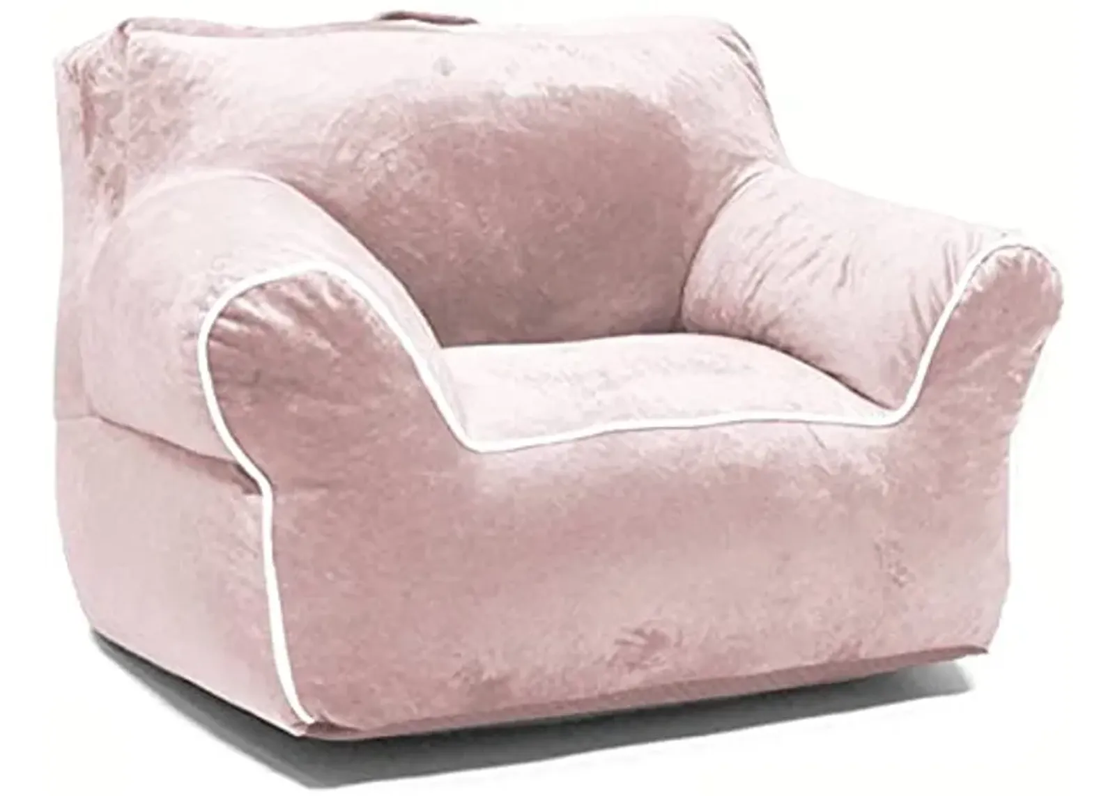 Heritage Kids Micromink Bean Bag Chair with Piping Carry Handle, Blush