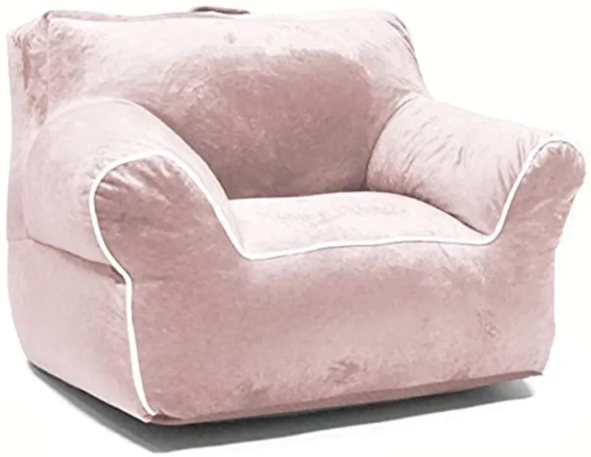 Heritage Kids Micromink Bean Bag Chair with Piping Carry Handle, Blush