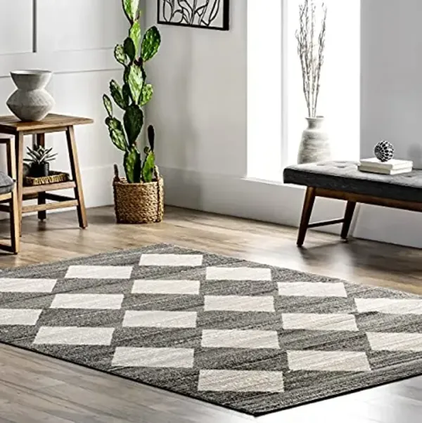 nuLOOM Gianna Contemporary Geometric Checker Tile Area Rug, 5' x 8', Grey