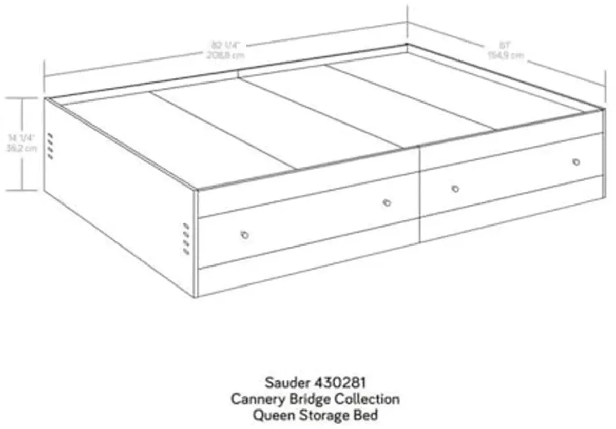 Sauder Cannery Bridge Queen Storage Platform Bed in Sindoori Mango, Sindoori Mango Finish