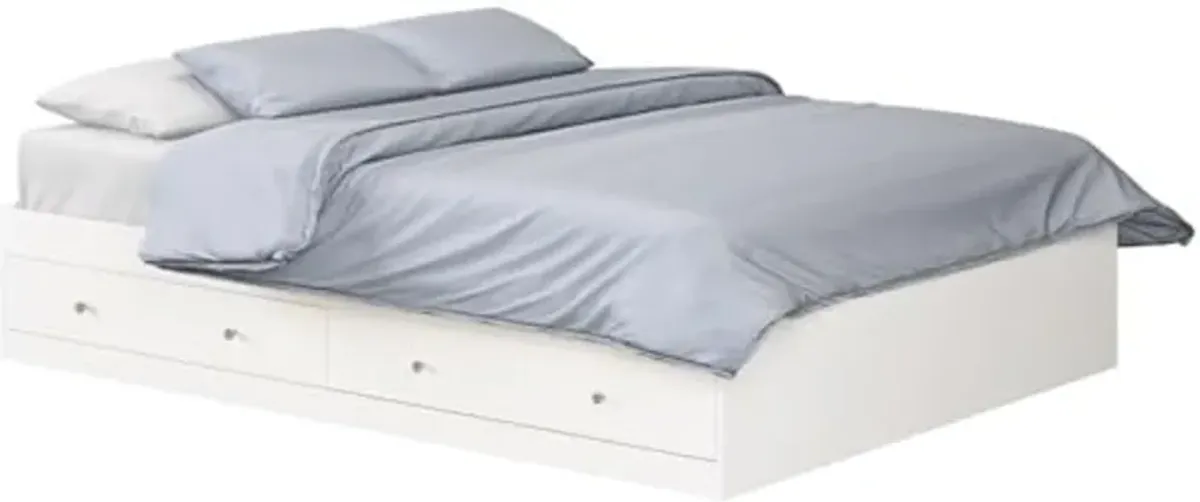 Sauder Cottage Road Queen Size Storage Platform Bed in White, White Finish