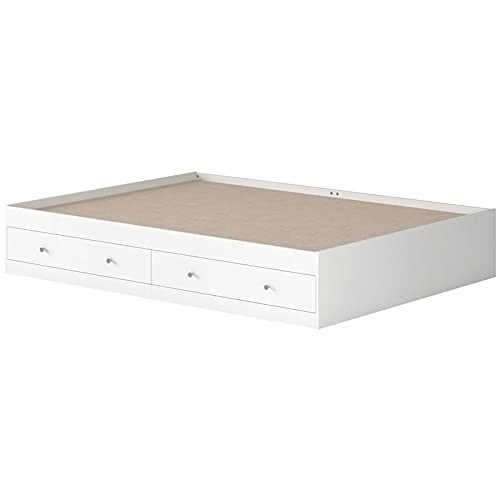 Sauder Cottage Road Queen Size Storage Platform Bed in White, White Finish