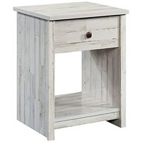 Sauder River Ranch Rustic Night Stand with Drawer in White Plank, White Plank Finish
