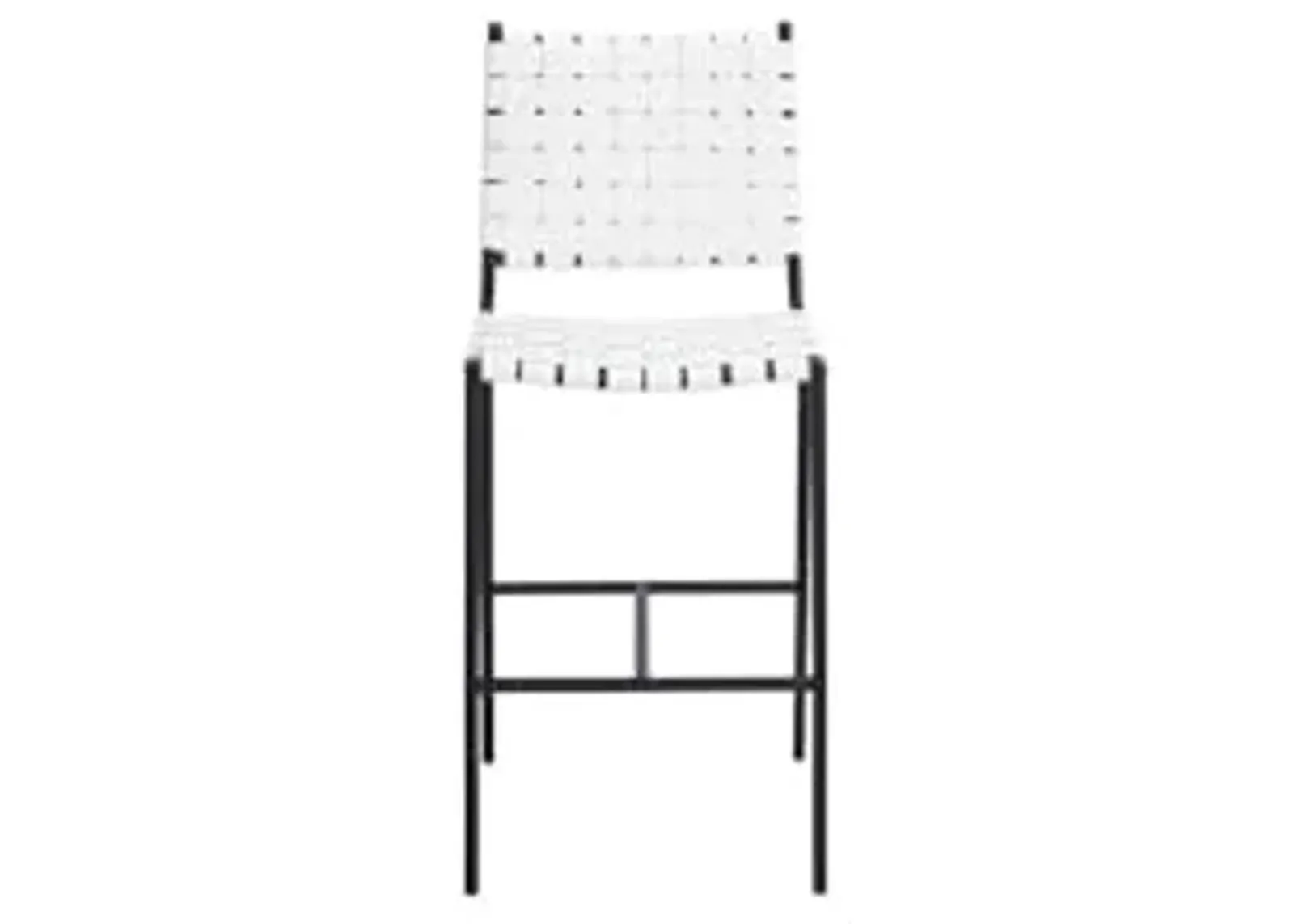 Safavieh Home Collection Olenna White Woven Leather/Black 26-inch Kitchen Island Breakfast Nook Counter Stool (Fully Assembled)