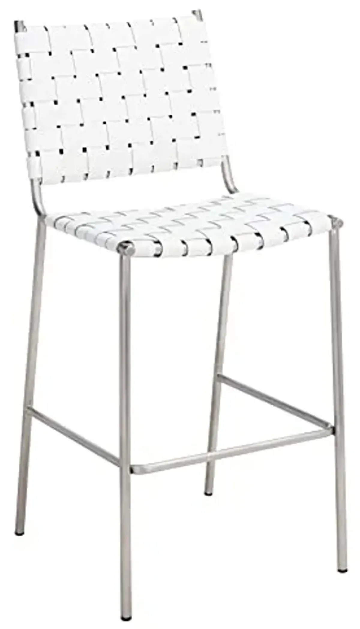 SAFAVIEH Home Collection Bahari White Woven Leather/Silver Woven 26-inch Kitchen Island Breakfast Nook Counter Stool (Fully Assembled)