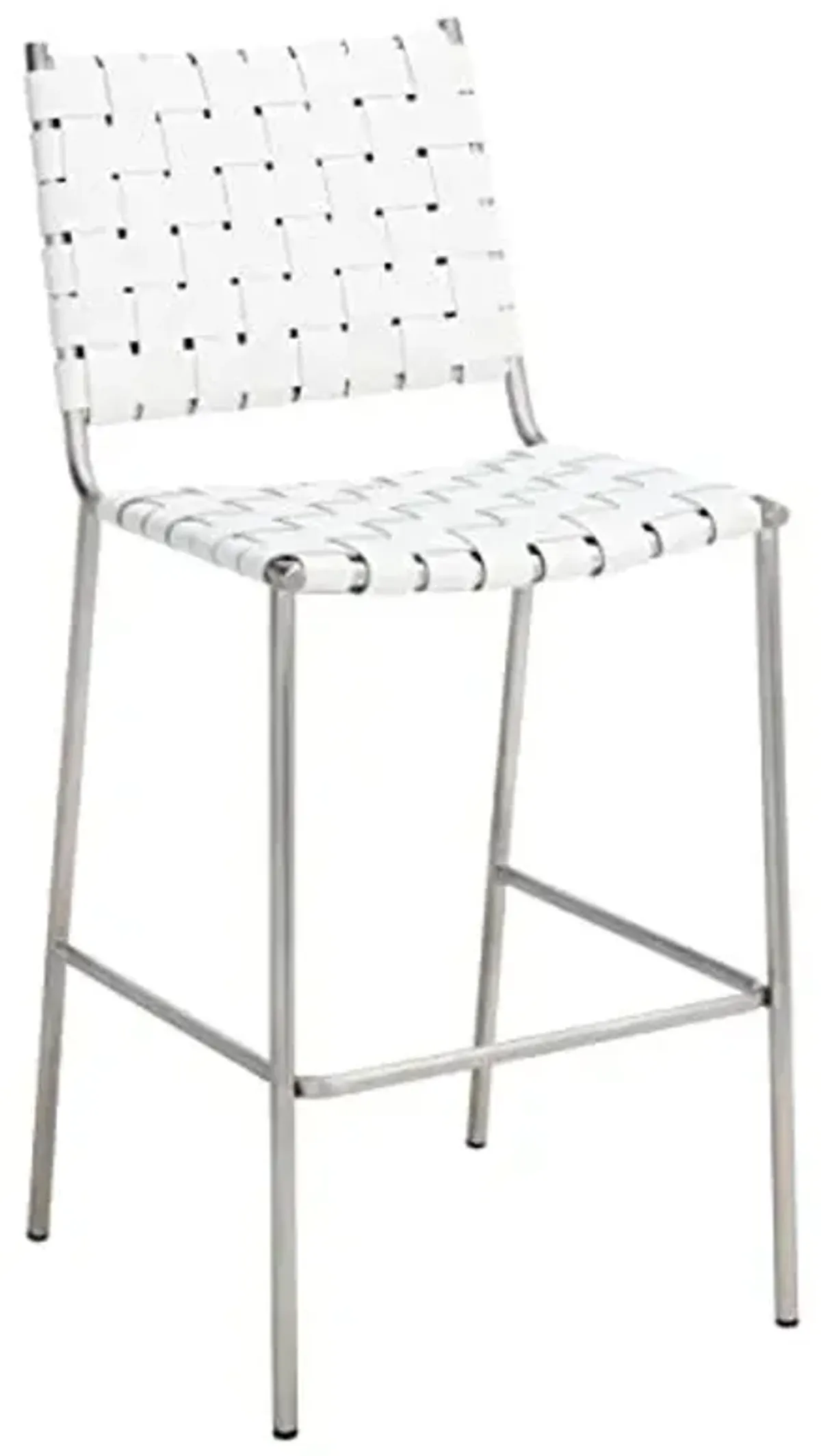 SAFAVIEH Home Collection Bahari White Woven Leather/Silver Woven 26-inch Kitchen Island Breakfast Nook Counter Stool (Fully Assembled)