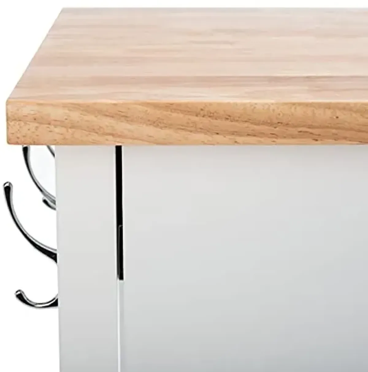 SAFAVIEH Home Collection Kiko White/Natural 2-Drawer 2-Shelf Trolley Kitchen Cart with Wheels