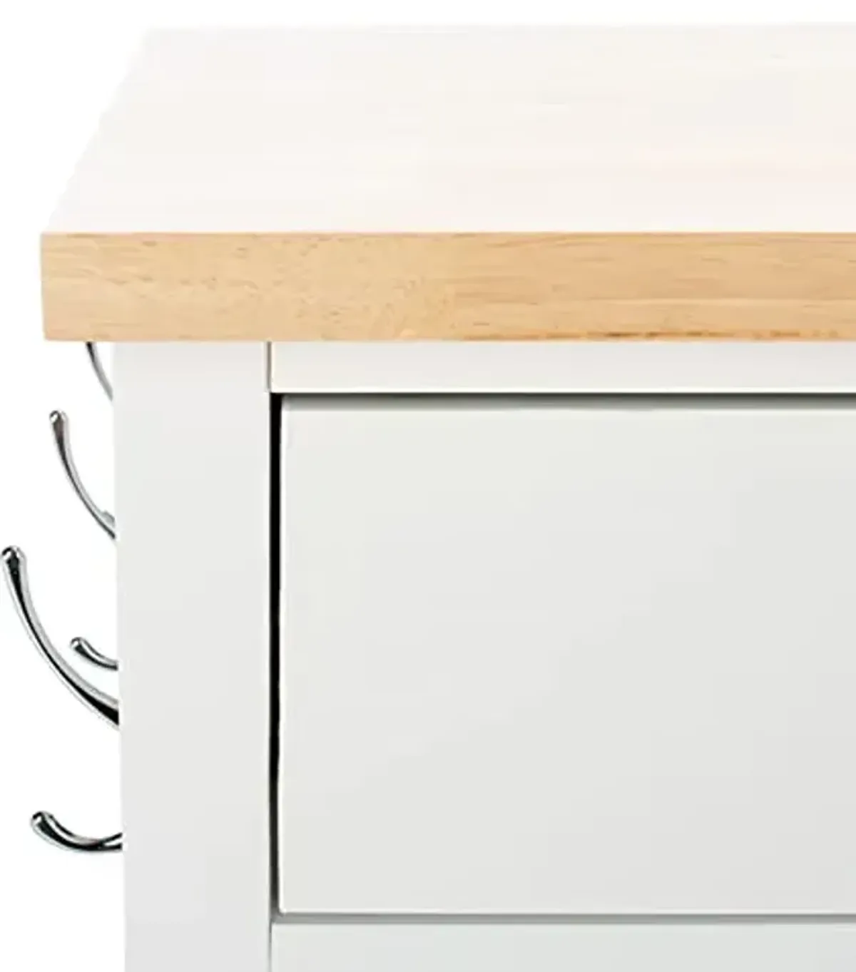 SAFAVIEH Home Collection Locklyn White/Natural 2-Drawer Storage Trolley Kitchen Cart with Wheels