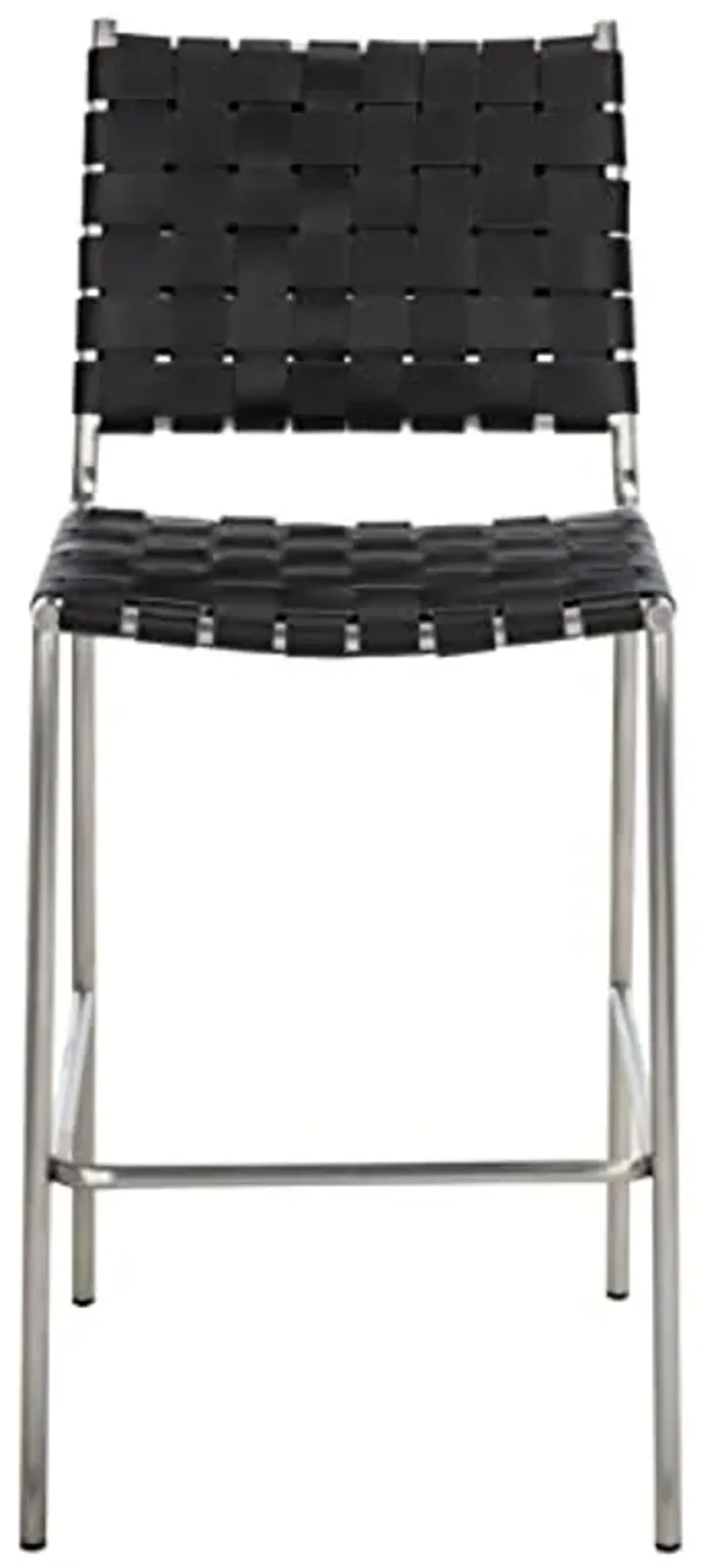 SAFAVIEH Home Collection Bahari Black Woven Leather/Silver 26-inch Kitchen Island Breakfast Nook Counter Stool (Fully Assembled)