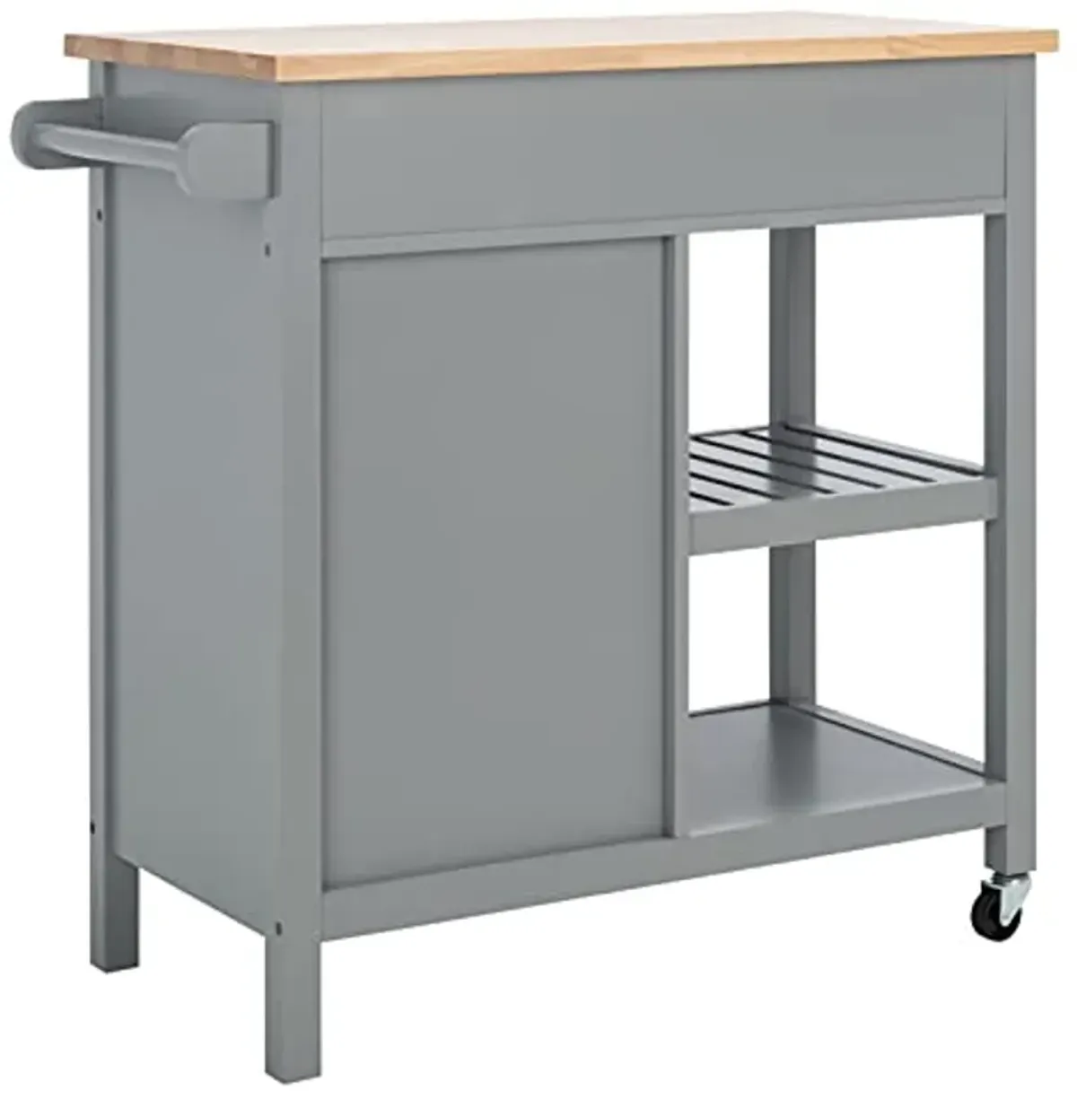 SAFAVIEH Home Collection Locklyn Grey/Natural 2-Drawer Storage Trolley Kitchen Cart with Wheels