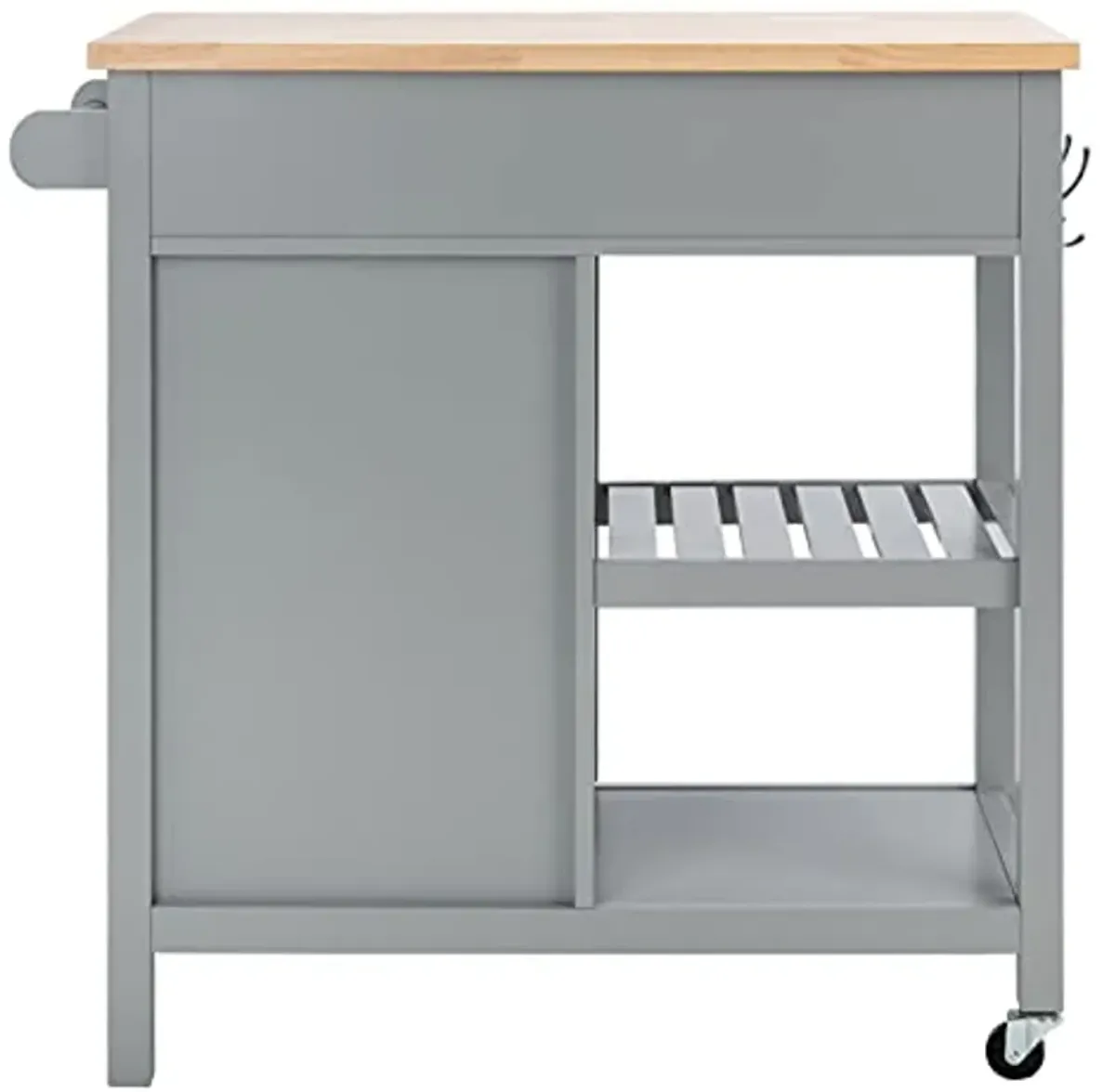 SAFAVIEH Home Collection Locklyn Grey/Natural 2-Drawer Storage Trolley Kitchen Cart with Wheels