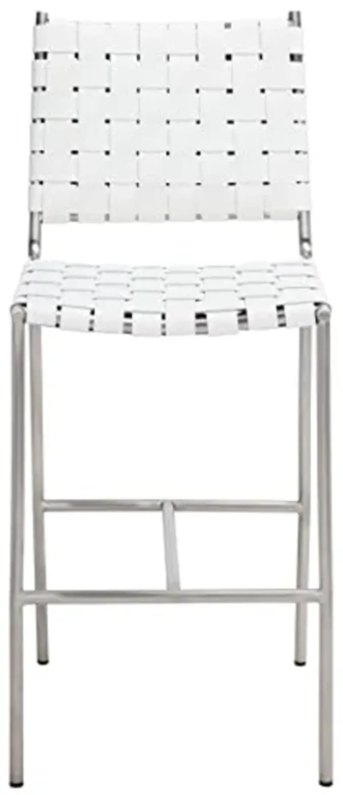 SAFAVIEH Home Collection Olenna White Woven Leather/Silver 26-inch Kitchen Island Breakfast Nook Counter Stool (Fully Assembled)