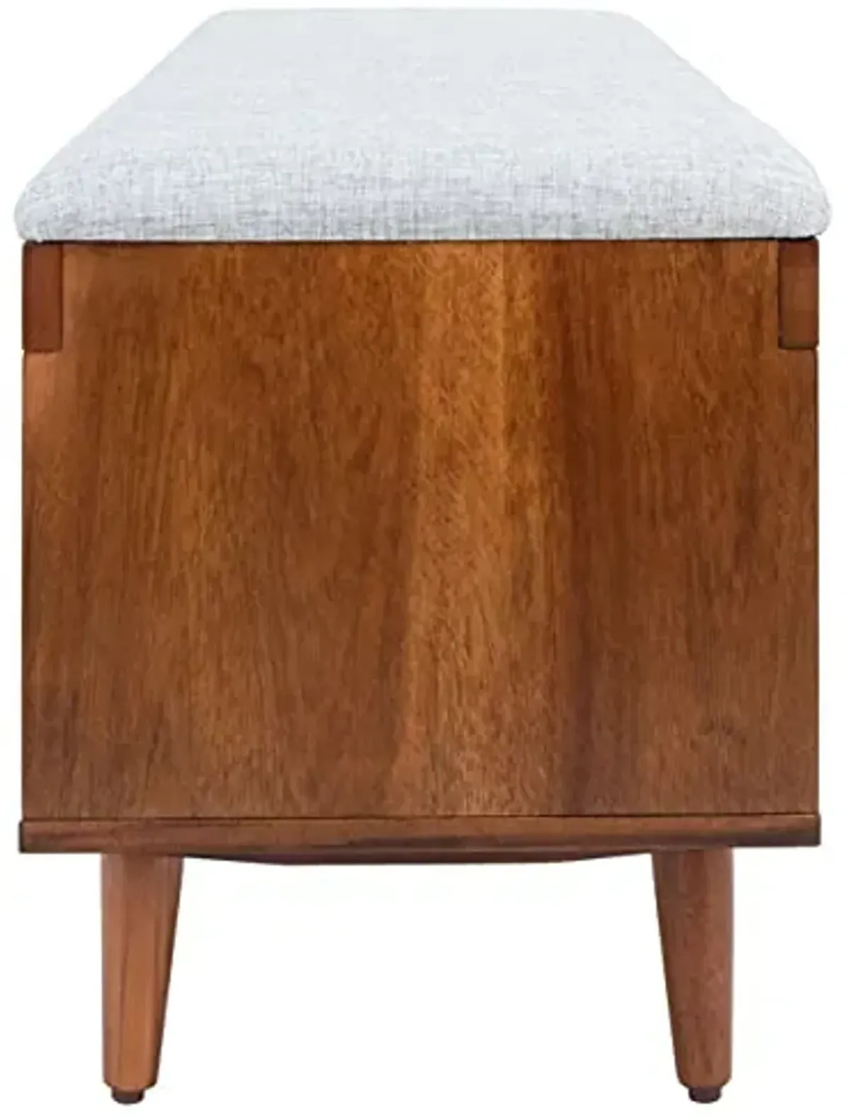 Safavieh Home Collection Cricket Linen Cushion Acacia Wood Open Storage Shelf Rectangle Bench BCH5000B, Grey/Natural