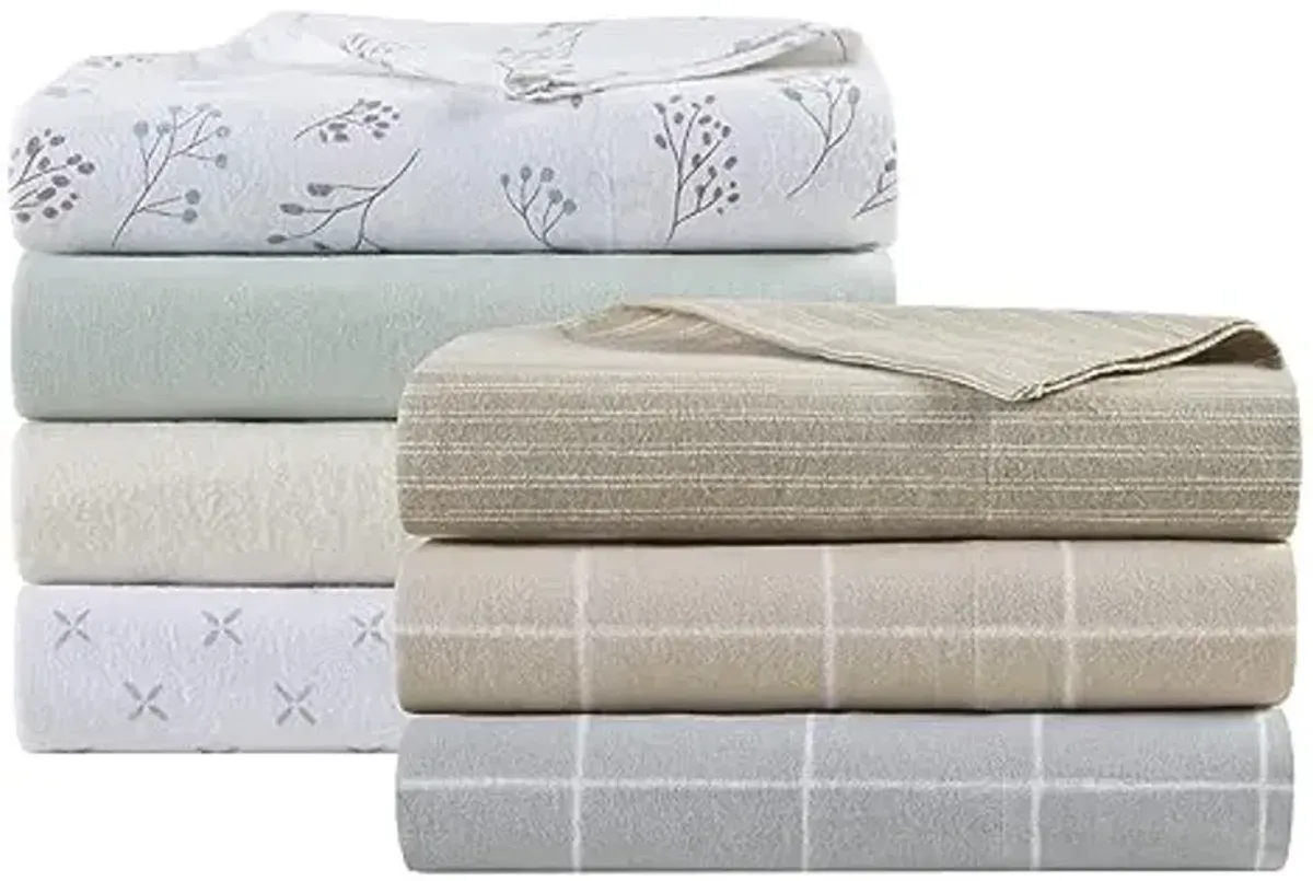 Beautyrest Cotton Sheet Set Cozy Print 100% Cotton Flannel Sheets Warm & Fuzzy Bedding Set, Oversized Sheets, Deep Pocket Fits Up to 16" Mattress Cal King Bed Sheets Cal King Grey Petals 4 Piece