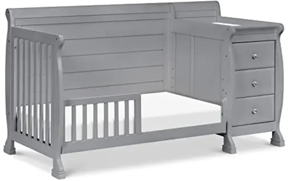 Davinci Kalani 4-in-1 Convertible Baby Crib & Changing Table Combo - GREENGUARD Gold Certified - Toddler Bed, Daybed, Full-Size Bed Conversion - 4 Adjustable Mattress Heights - Gray