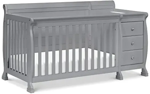 Davinci Kalani 4-in-1 Convertible Baby Crib & Changing Table Combo - GREENGUARD Gold Certified - Toddler Bed, Daybed, Full-Size Bed Conversion - 4 Adjustable Mattress Heights - Gray