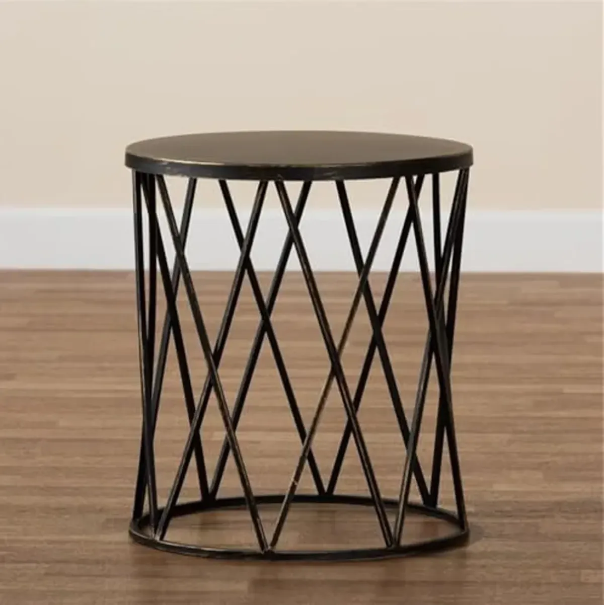 Baxton Studio Finnick Modern Industrial Antique Black finished Metal End Table