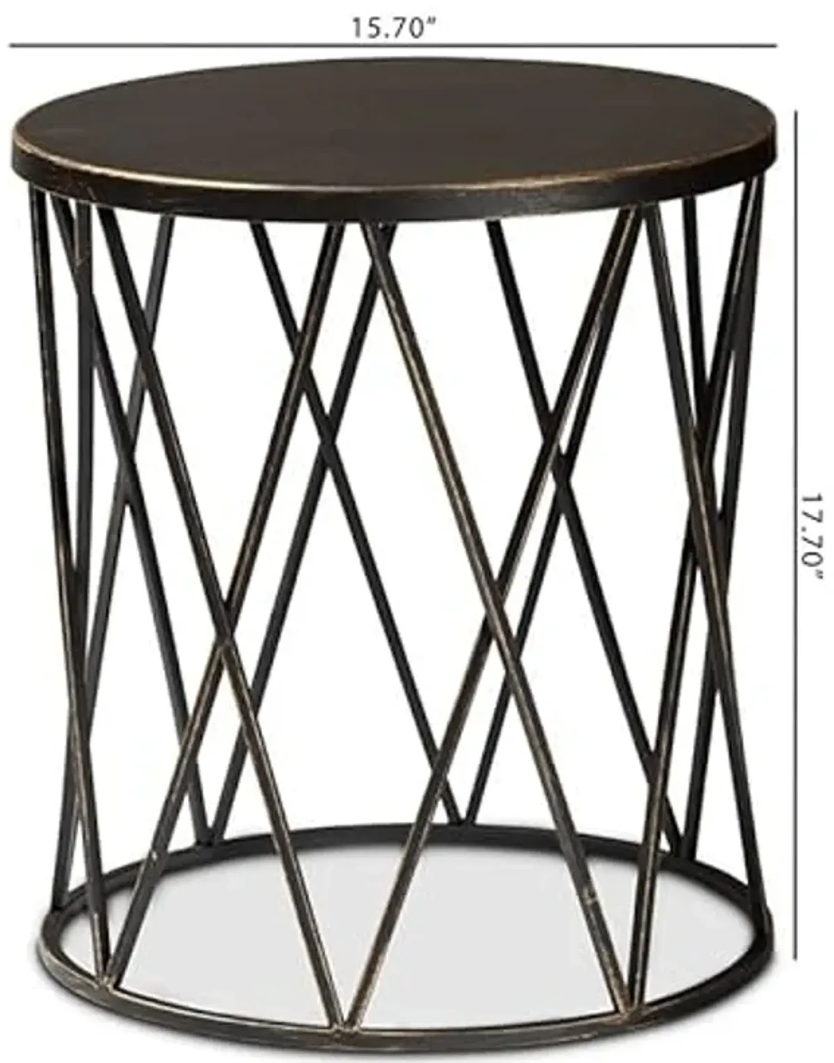 Baxton Studio Finnick Modern Industrial Antique Black finished Metal End Table