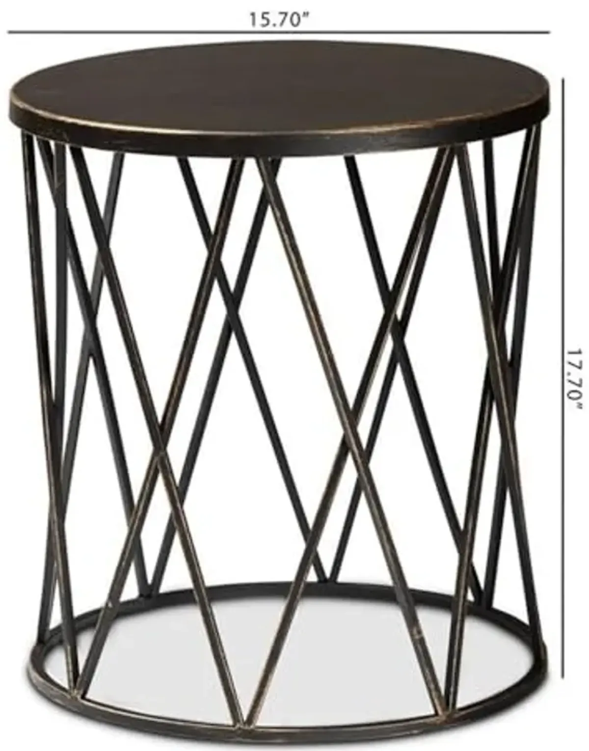 Baxton Studio Finnick Modern Industrial Antique Black finished Metal End Table