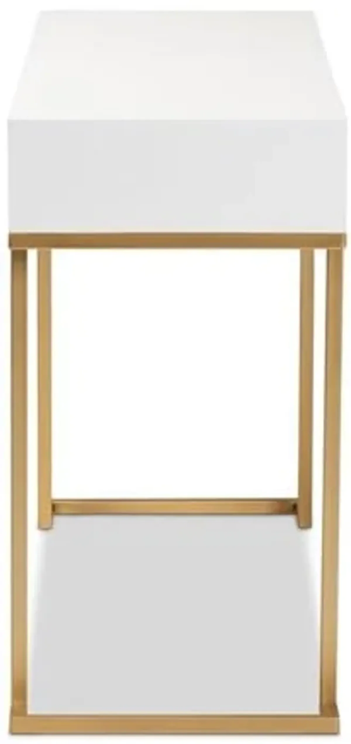 Baxton Studio Beagan Modern and Contemporary White Finished Wood and Gold Metal 2-Drawer Console Table