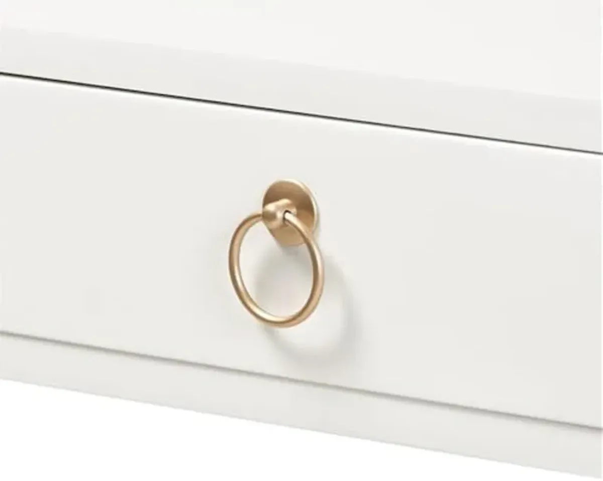 Baxton Studio Beagan Modern and Contemporary White Finished Wood and Gold Metal 2-Drawer Console Table