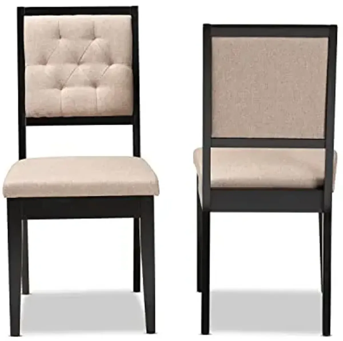 Baxton Studio Gideon Sand and Dark Brown Finished Wood 2-Piece Dining Chair Set