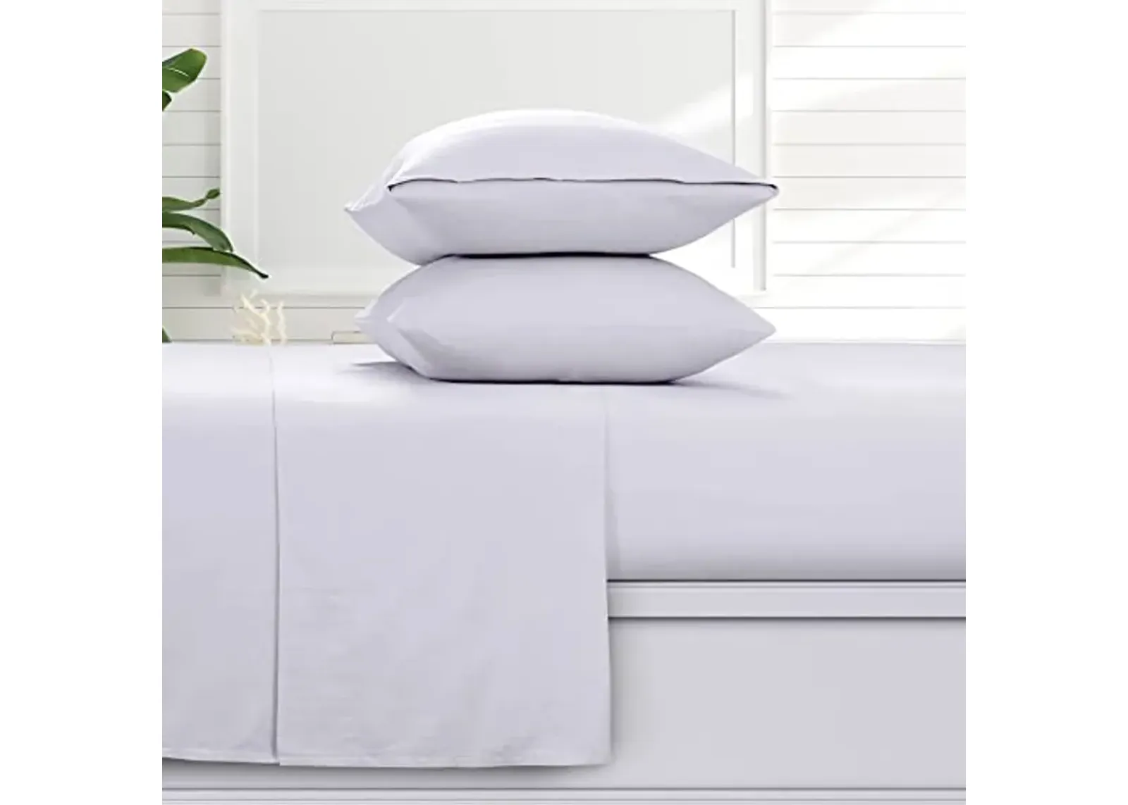 Tribeca Living Solid Flannel Twin XL Sheet Set, Super Soft 100% Cotton, Extra Deep Pockets, White