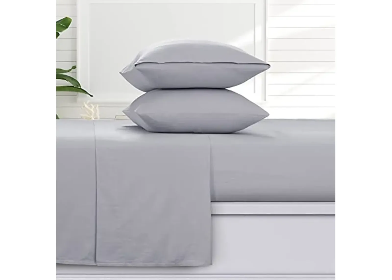 Tribeca Living Solid Flannel Full Sheet Set, Super Soft 100% Cotton, Extra Deep Pockets, Grey