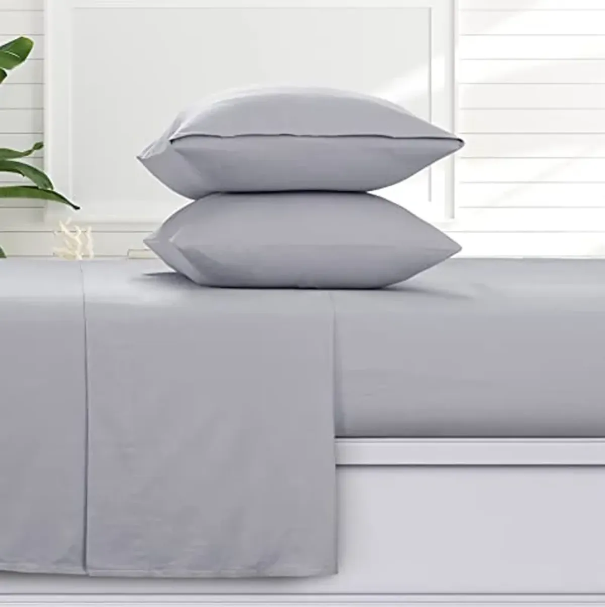 Tribeca Living Solid Flannel Full Sheet Set, Super Soft 100% Cotton, Extra Deep Pockets, Grey