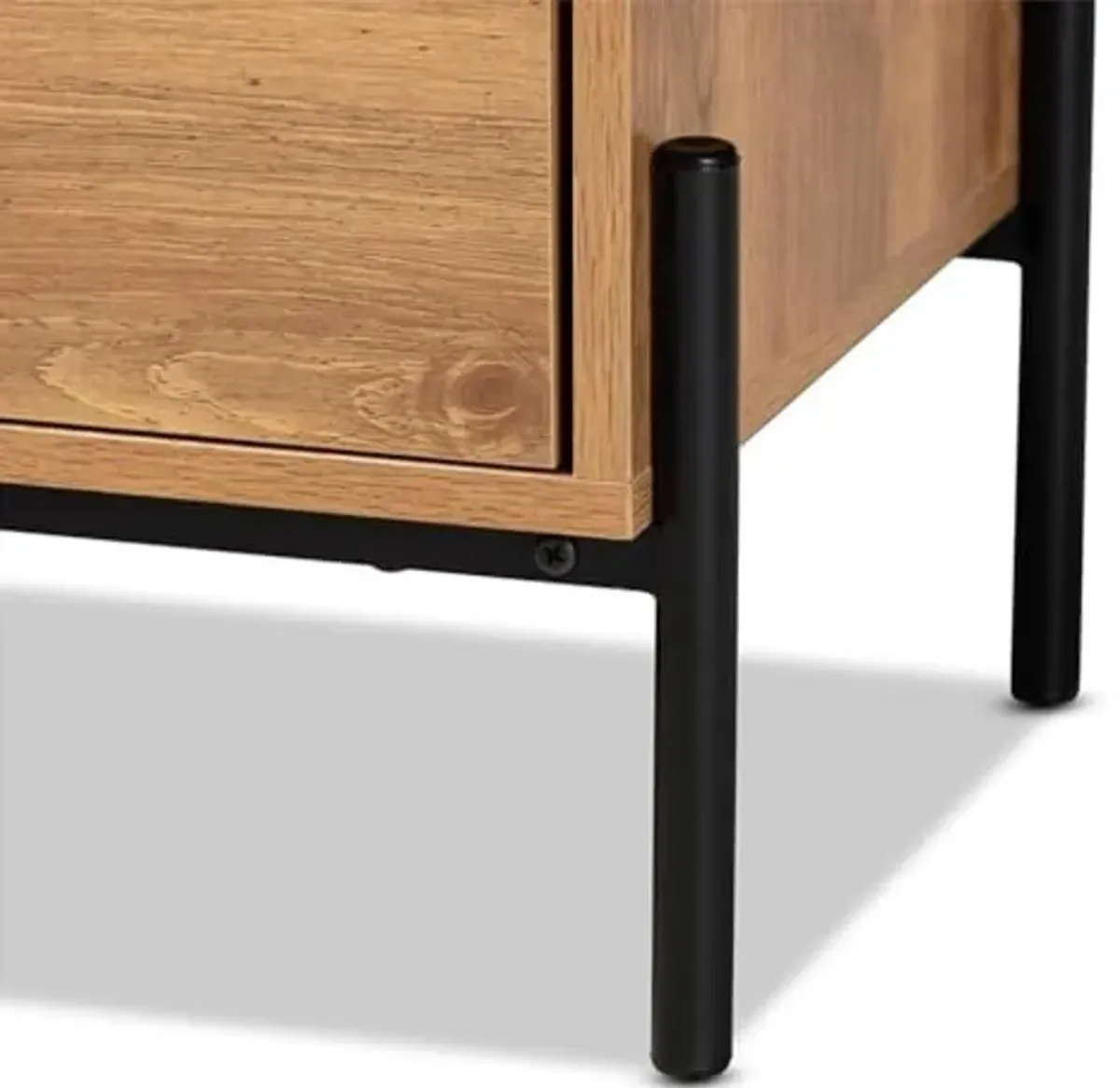 Baxton Studio Tasman TV Stands, Natural Brown/Black