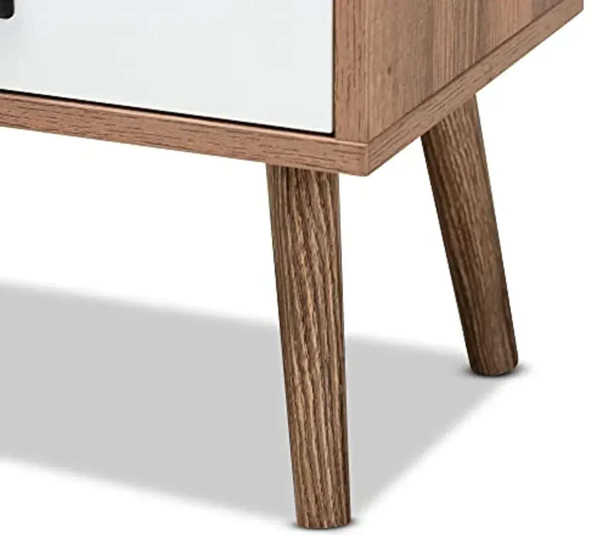 Baxton Studio Hubbard End Table, Natural Brown/White/Black