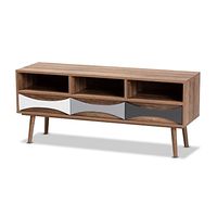 Baxton Studio Leane TV Stands, Natural Brown/Multi-Colored