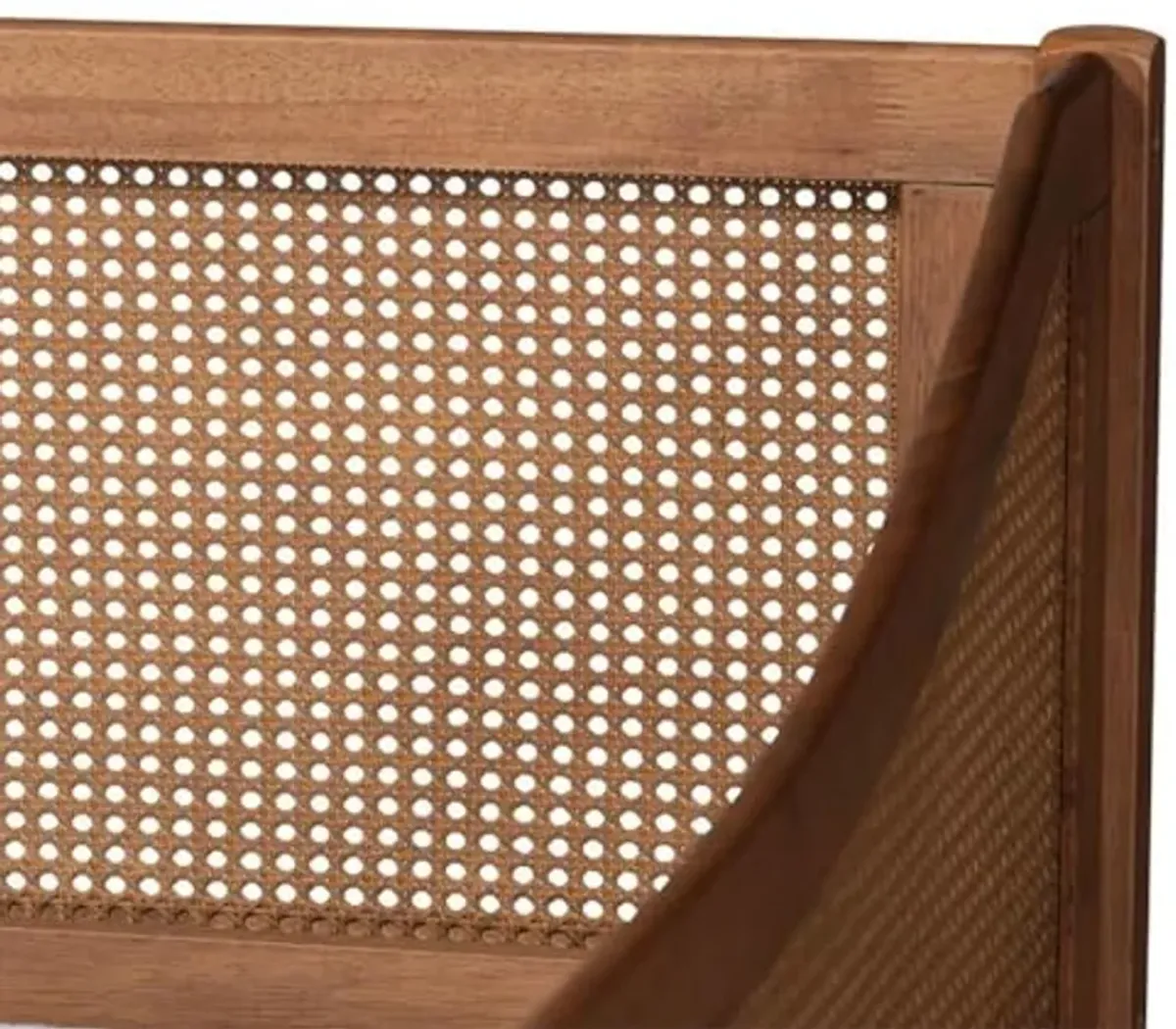 Baxton Studio Ogden Mid-Century Modern Walnut Brown Finished Wood and Synthetic Rattan Twin Size Daybed