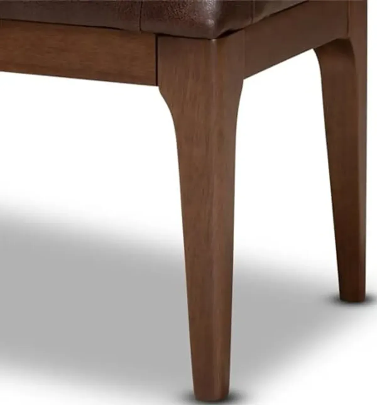 Baxton Studio Walsh Mid-Century Modern Dark Brown Faux Leather Upholstered and Walnut Brown Finished Wood Dining Bench