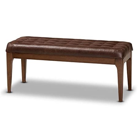 Baxton Studio Walsh Dark Brown and Brown Finished Wood Dining Bench