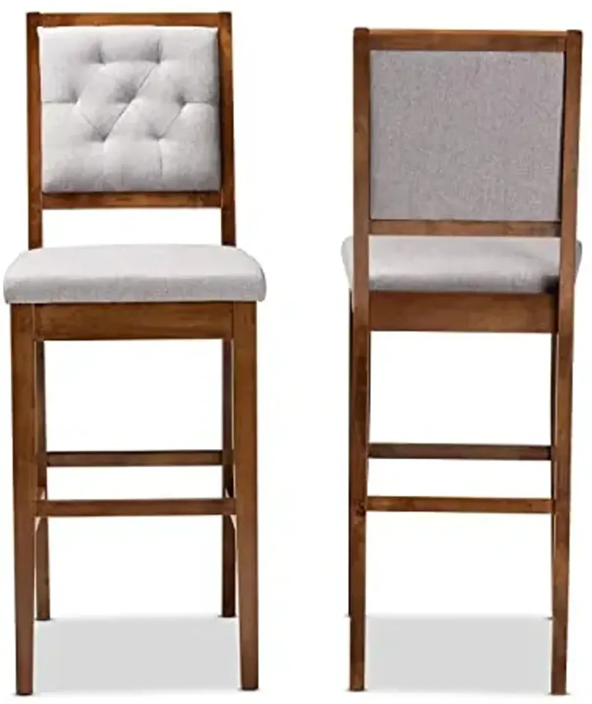 Baxton Studio Gideon Grey and Walnut Brown Finished Wood 2-Piece Bar Stool Set
