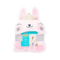 Heritage Kids Pink Bunny Hooded Blanket Snuggle Wrap for Kids,Soft Wearable Cozy Throw with Hand Pockets, 50" x40”