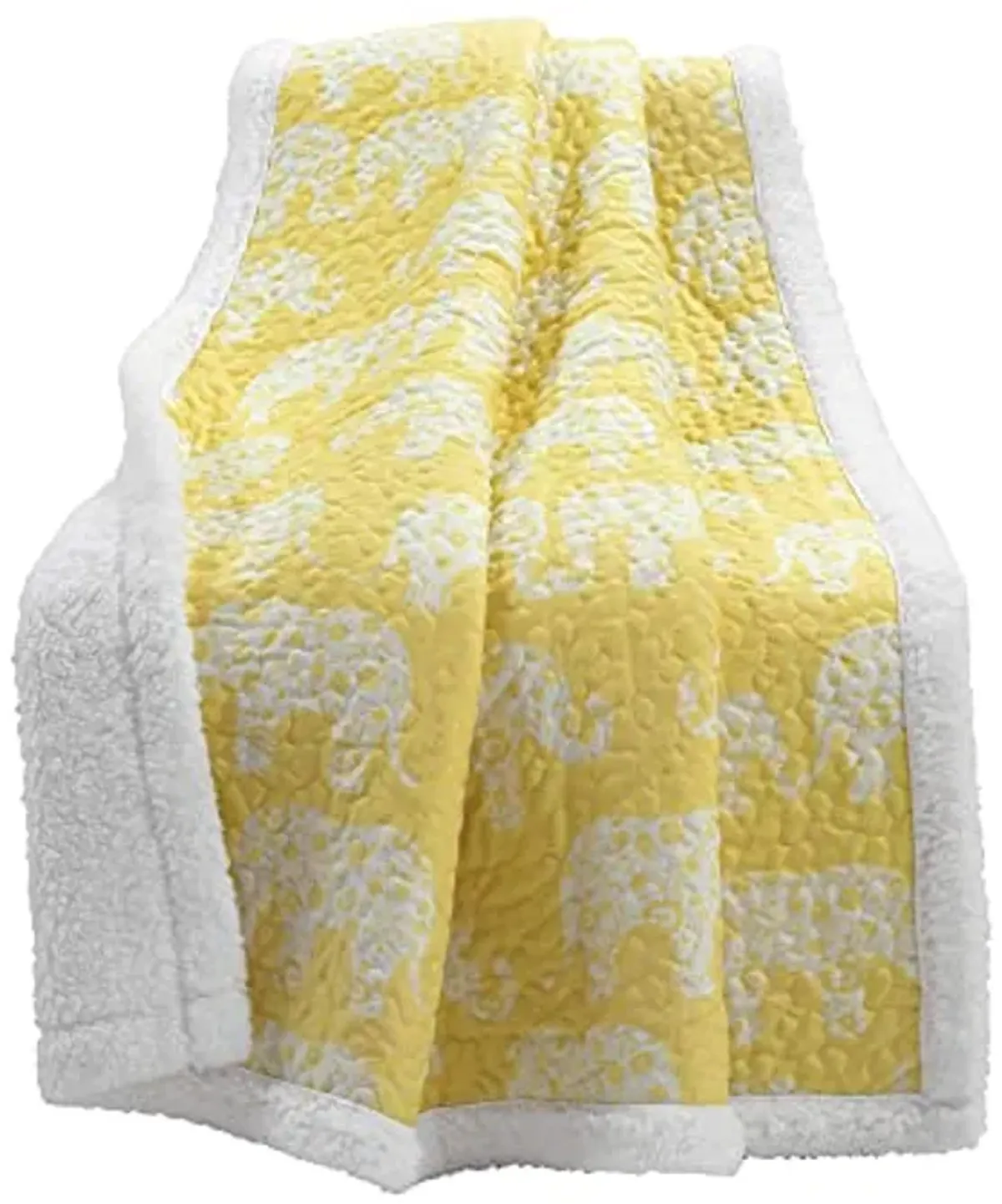 Lush Decor Elephant Parade Sherpa Throw Blanket, 60" x 50", Yellow