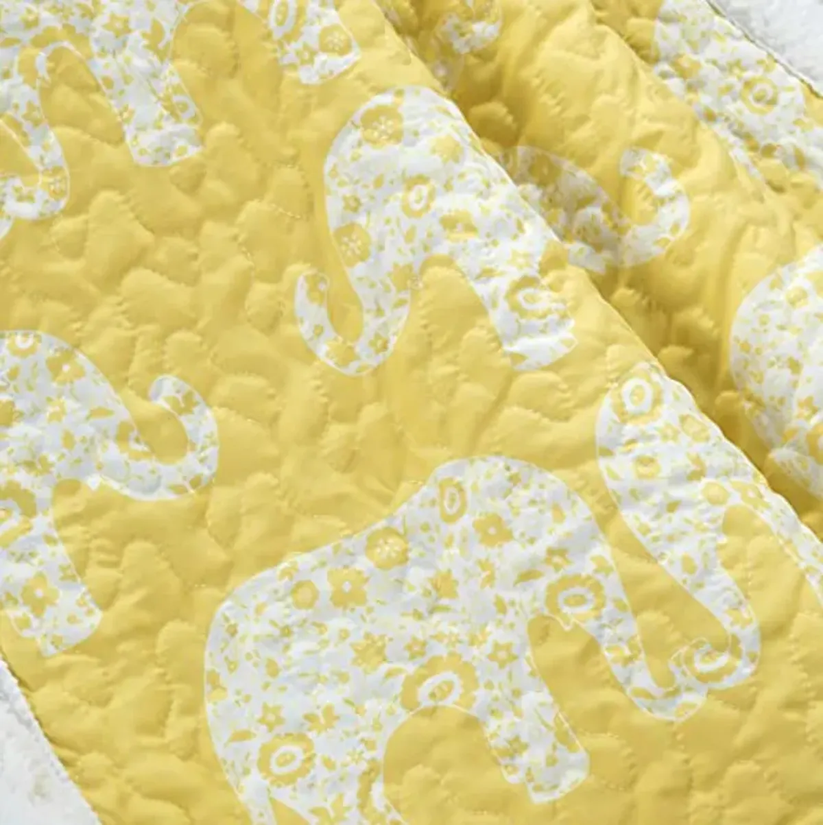 Lush Decor Elephant Parade Sherpa Throw Blanket, 60" x 50", Yellow