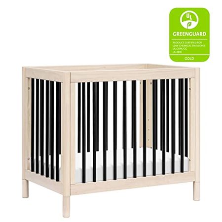 Babyletto Gelato 4-in-1 Convertible Mini Crib in Washed Natural and Black, Greenguard Gold Certified