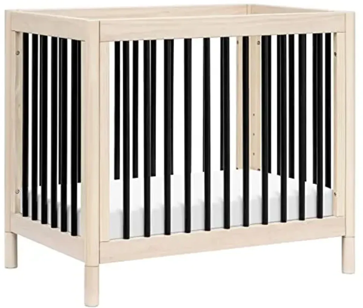 babyletto Gelato 4-in-1 Convertible Mini Crib in Washed Natural and Black, Greenguard Gold Certified
