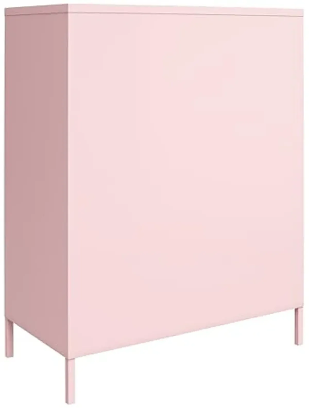 Novogratz Cache 2 Door Metal Locker Style Storage Accent Cabinet, Bashful Pink