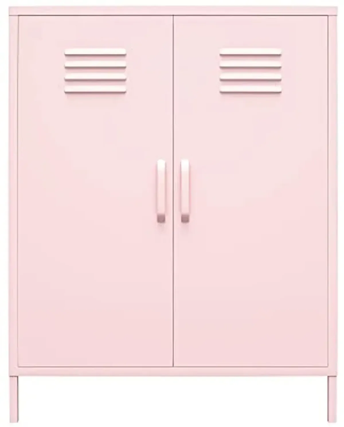 Novogratz Cache 2 Door Metal Locker Style Storage Accent Cabinet, Bashful Pink